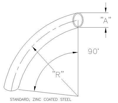 90&deg; Long radius bend duct