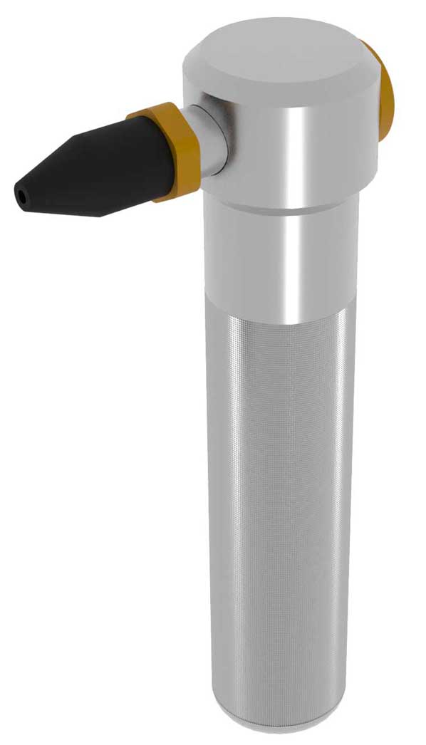 PTVES inflating tool with 90 degree angled rubber cone shaped tip